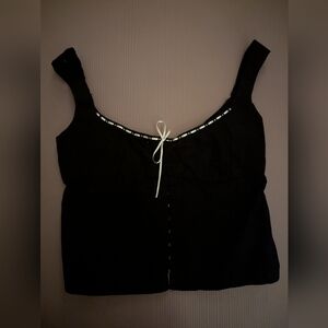 Bershka Contrast Corset Top in Black and White with Bow